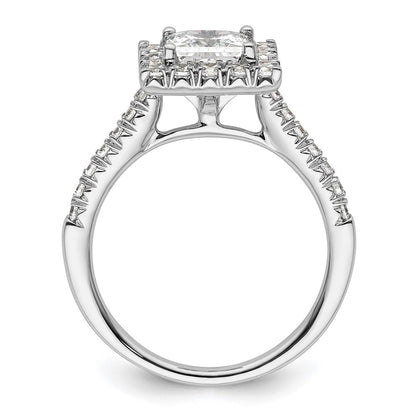 14kw Square Halo Simulated Diamond Engagement Ring