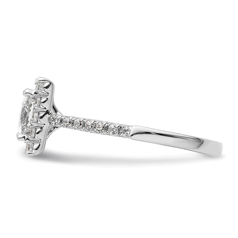 14kw Square Halo Simulated Diamond Engagement Ring