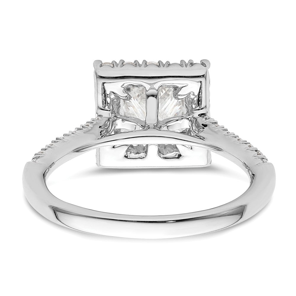 14kw Square Halo Simulated Diamond Engagement Ring