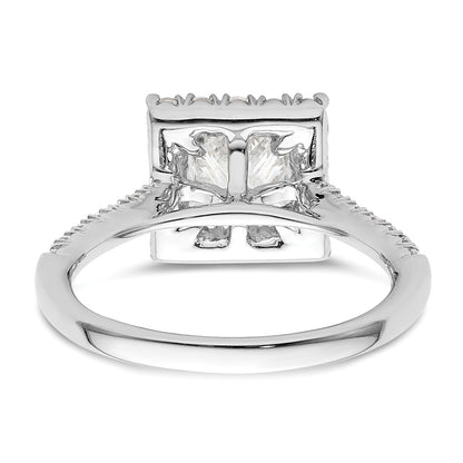14kw Square Halo Simulated Diamond Engagement Ring