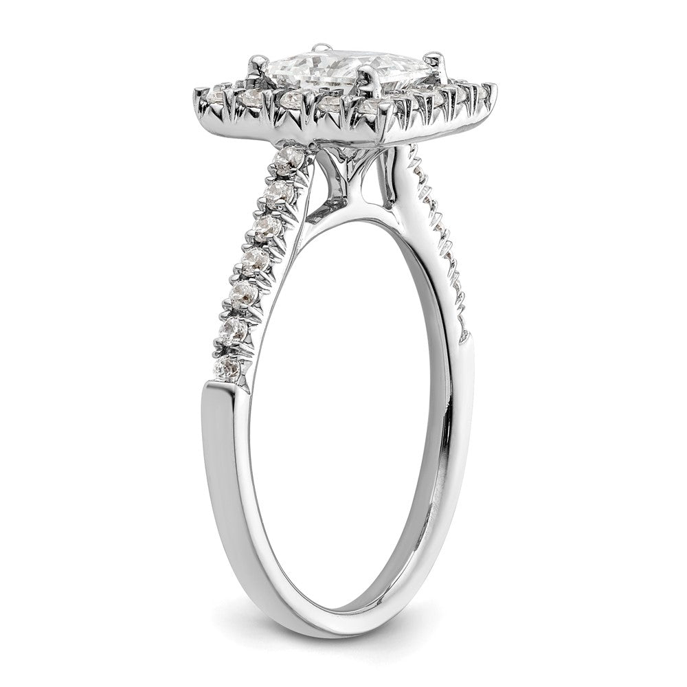 14kw Square Halo Simulated Diamond Engagement Ring