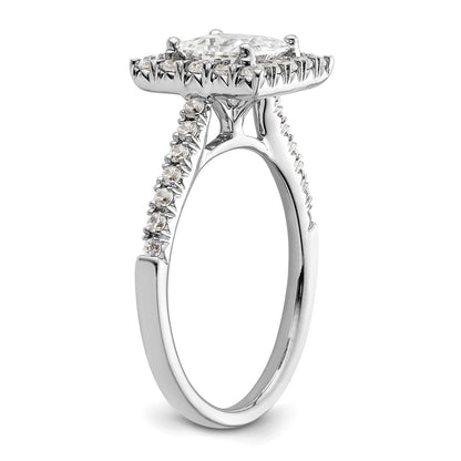 14kw Square Halo Simulated Diamond Engagement Ring