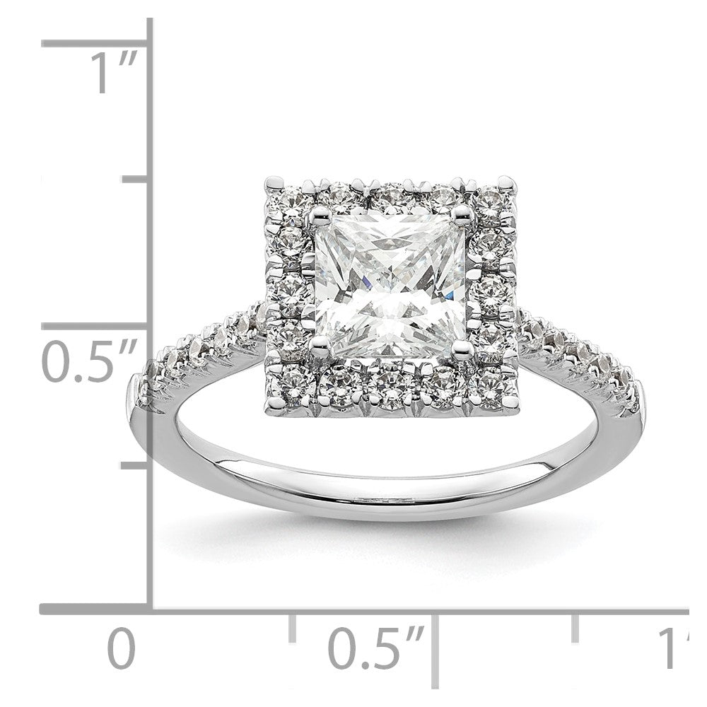 14kw Square Halo Simulated Diamond Engagement Ring