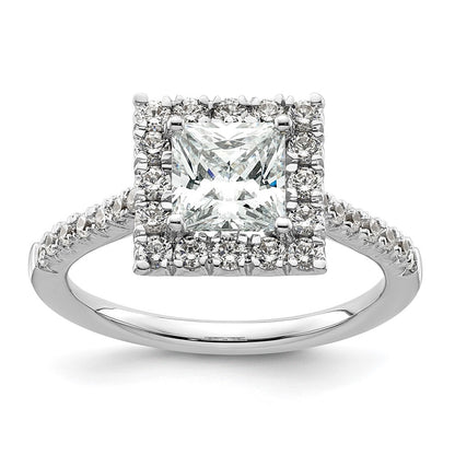 14kw Square Halo Simulated Diamond Engagement Ring