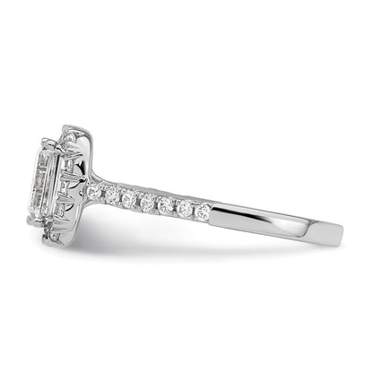 14K White Gold Lab Grown Diamond VS/SI+ G+ Emerald Halo Semi-mount Engagement R