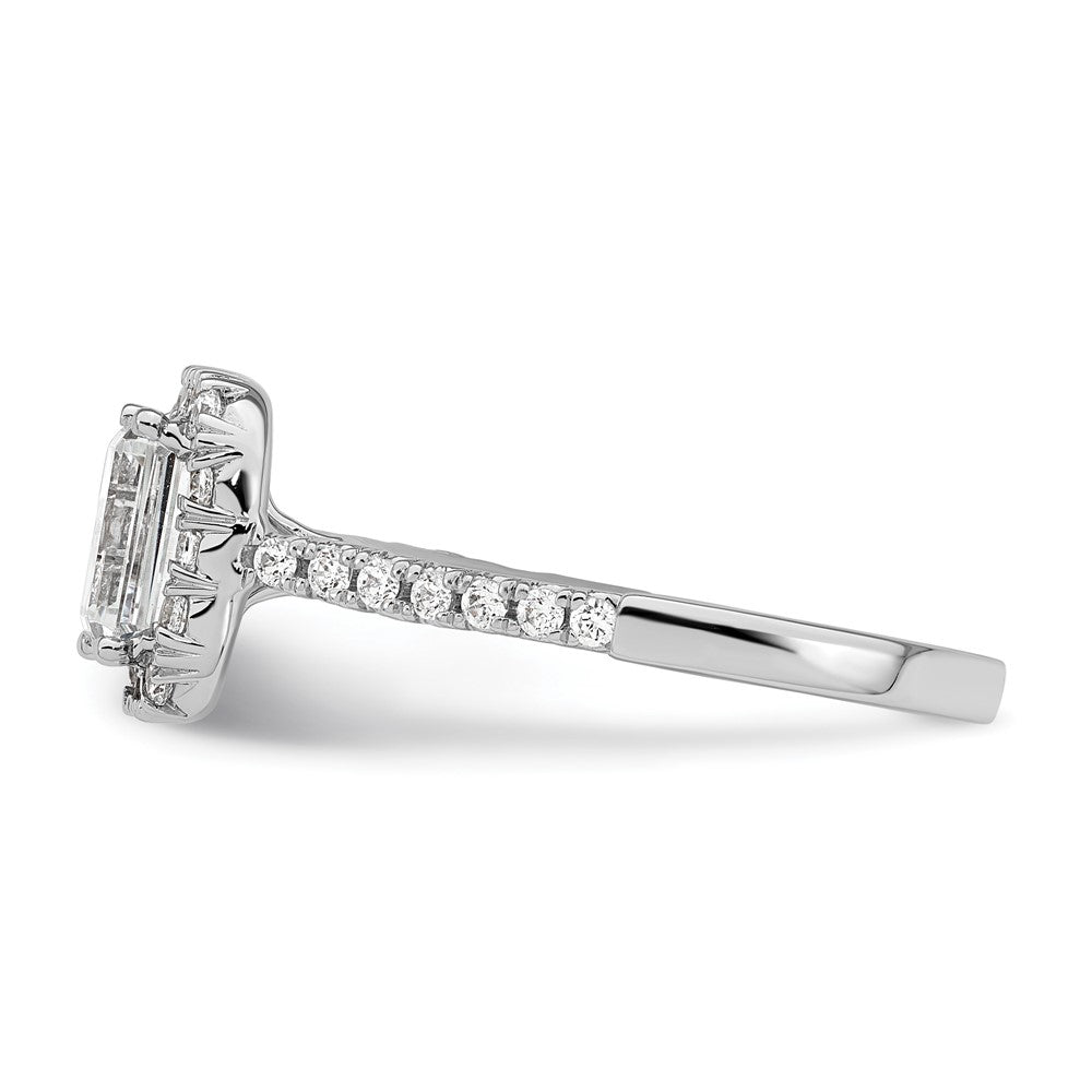 1.00ct. CZ Solid Real 14K White Gold Emerald Shape Halo Engagement Ring
