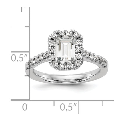 14K White Gold Lab Grown Diamond VS/SI+ G+ Emerald Halo Semi-mount Engagement R