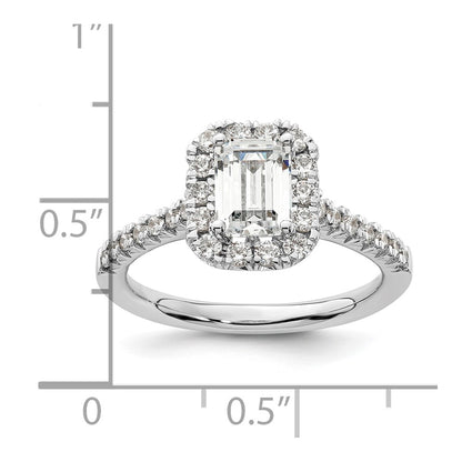 1.25ct. CZ Solid Real 14K White Gold Emerald Shape Halo Engagement Ring
