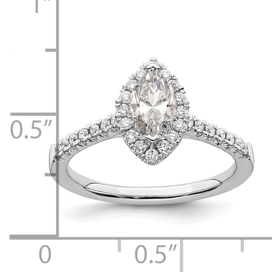 14K White Gold True Origin 1/3 Carat Lab Grown Diamond Vs D E F Semi Mount Marquise Halo Engagement Ring