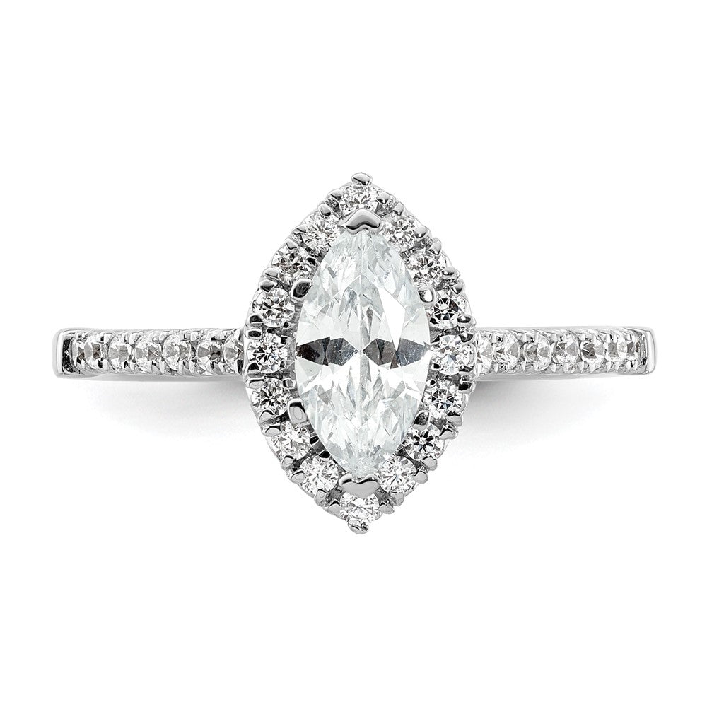 14kw Marquise Halo Simulated Diamond Engagement Ring