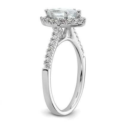 14kw Marquise Halo Simulated Diamond Engagement Ring