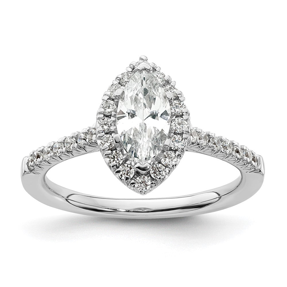 14kw Marquise Halo Simulated Diamond Engagement Ring