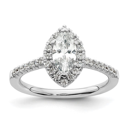 14kw Marquise Halo Simulated Diamond Engagement Ring