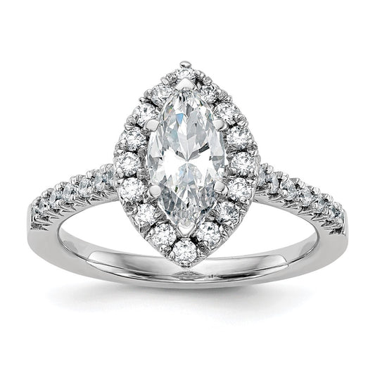 14kw Marquise Halo Simulated Diamond Engagement Ring