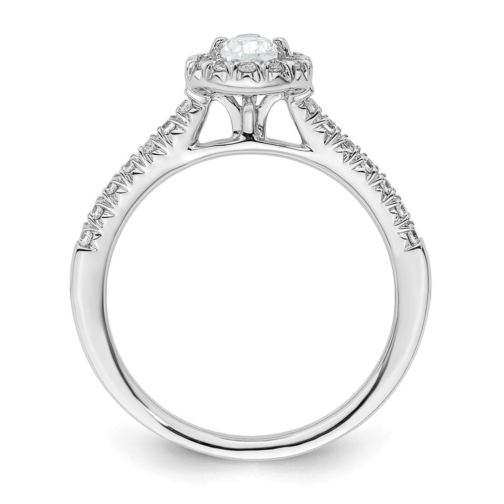 0.37ct. CZ Solid Real 14K White Gold Pear Halo Engagement Ring