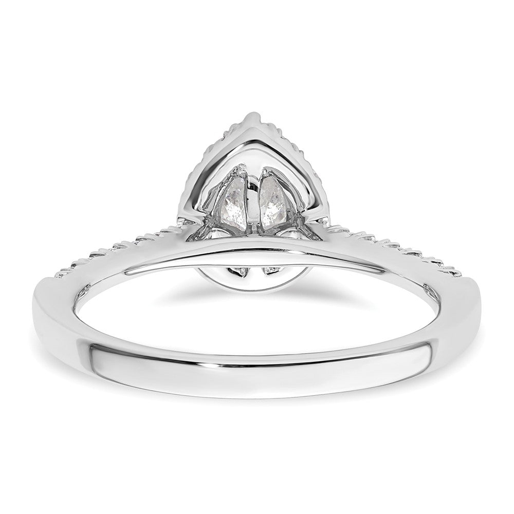 0.37ct. CZ Solid Real 14K White Gold Pear Halo Engagement Ring