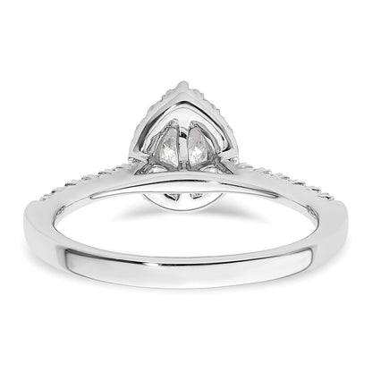 0.37ct. CZ Solid Real 14K White Gold Pear Halo Engagement Ring