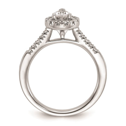 14kw Pear Halo Simulated Diamond Engagement Ring