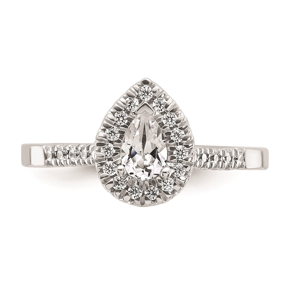 14kw Pear Halo Simulated Diamond Engagement Ring