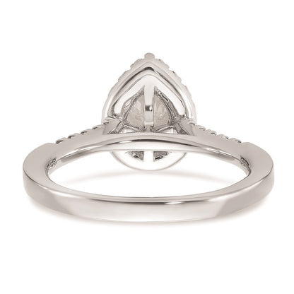 14kw Pear Halo Simulated Diamond Engagement Ring
