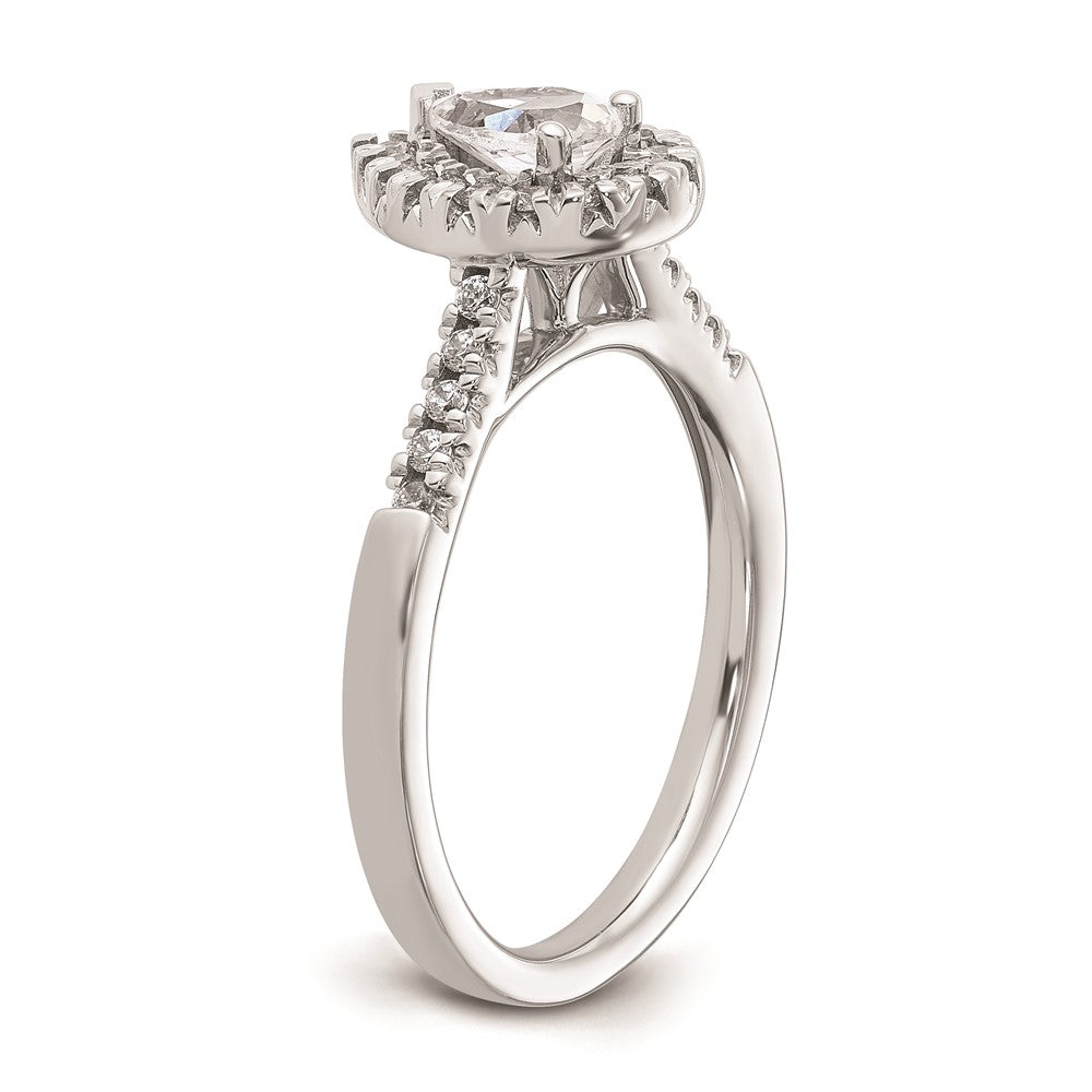 14kw Pear Halo Simulated Diamond Engagement Ring