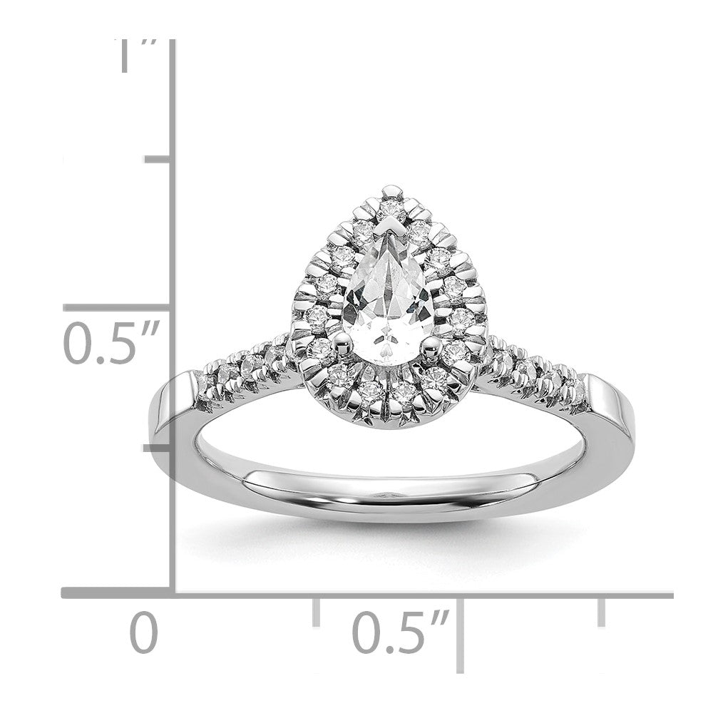 14kw Pear Halo Simulated Diamond Engagement Ring