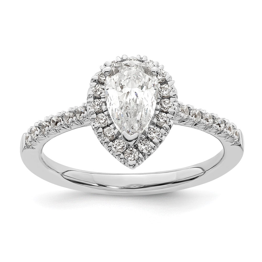 14kw Pear Halo Simulated Diamond Engagement Ring