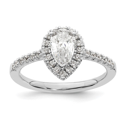 14kw Pear Halo Simulated Diamond Engagement Ring