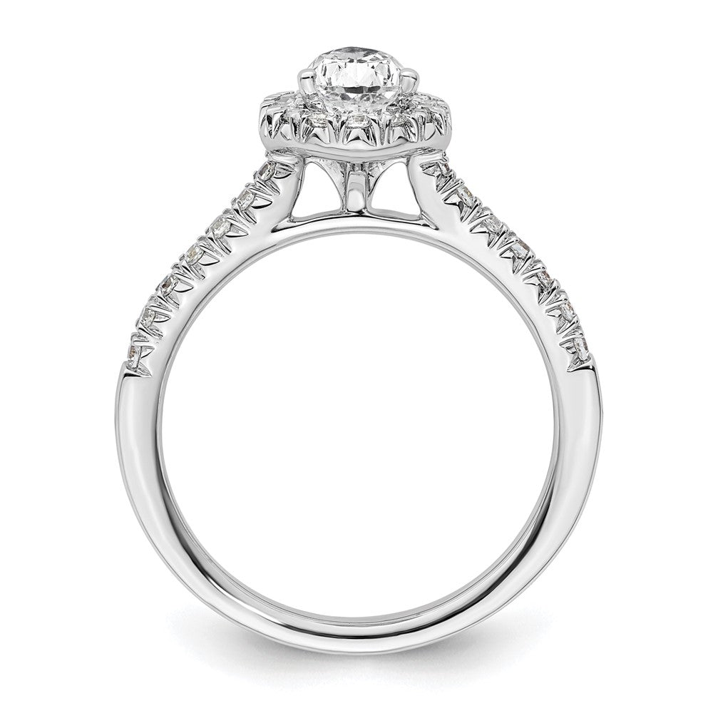 0.75ct. CZ Solid Real 14K White Gold Pear Halo Engagement Ring