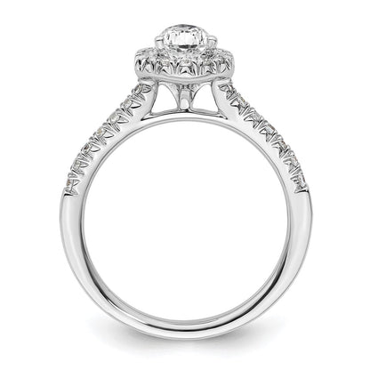 14kw Pear Halo Simulated Diamond Engagement Ring