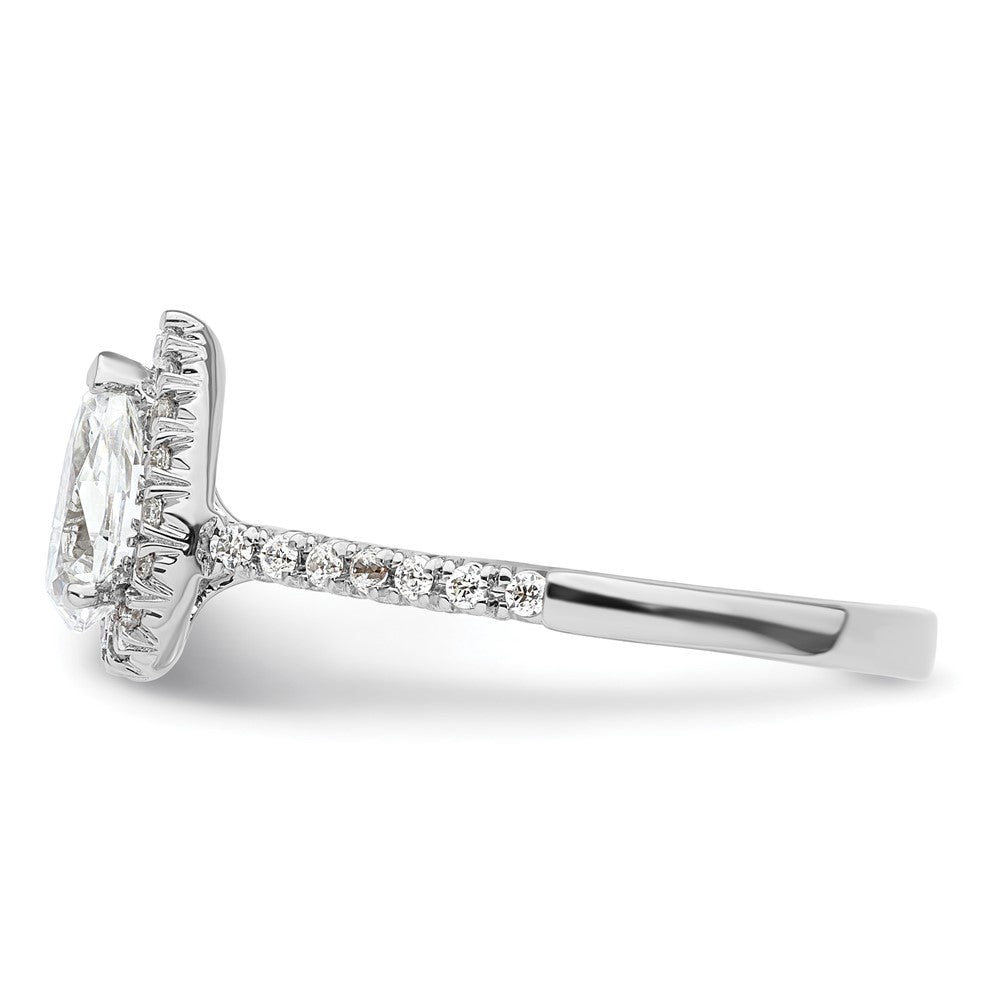 0.75ct. CZ Solid Real 14K White Gold Pear Halo Engagement Ring
