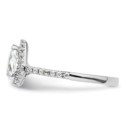 0.75ct. CZ Solid Real 14K White Gold Pear Halo Engagement Ring