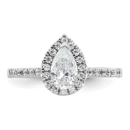 14kw Pear Halo Simulated Diamond Engagement Ring