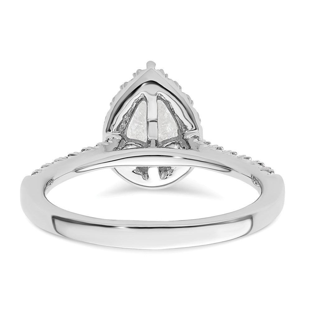 14kw Pear Halo Simulated Diamond Engagement Ring