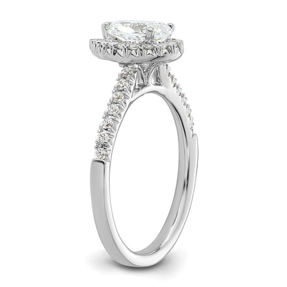 14kw Pear Halo Simulated Diamond Engagement Ring