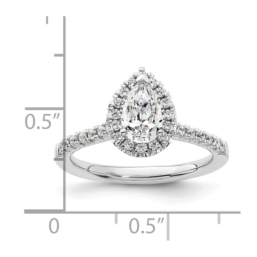 14kw Pear Halo Simulated Diamond Engagement Ring