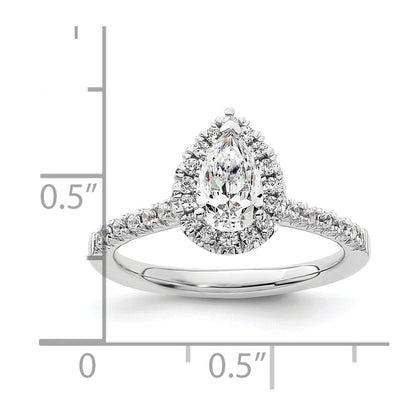 14kw Pear Halo Simulated Diamond Engagement Ring