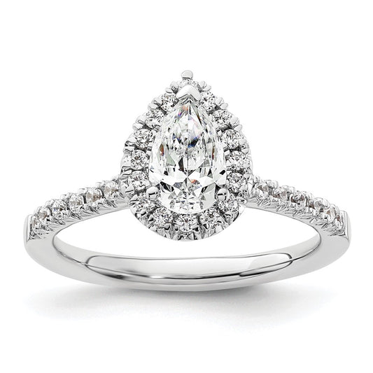 14kw Pear Halo Simulated Diamond Engagement Ring