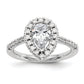 14k White Gold 3/8 Ct. Lab Grown Diamond VS/SI+ G+ 1 Ct. Center Pear Halo Engagement Ring