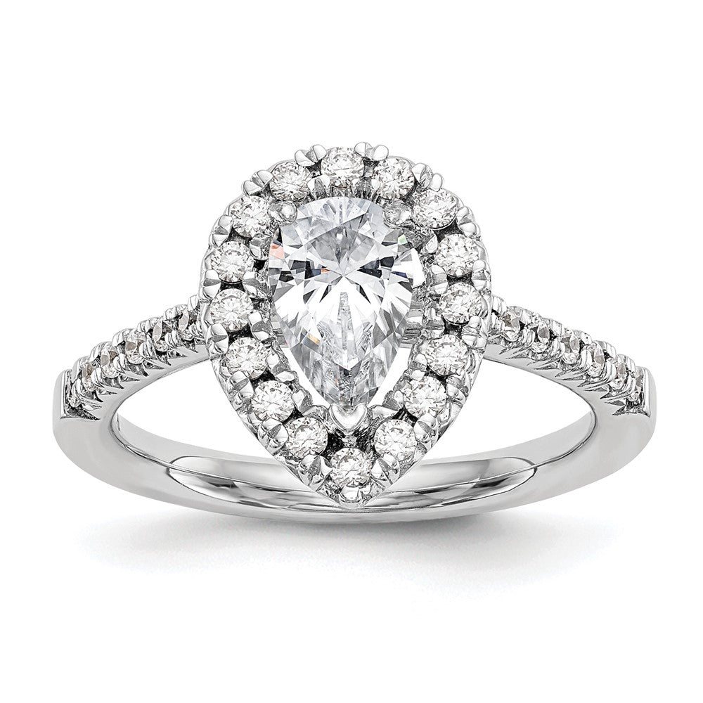 14kw Pear Halo Simulated Diamond Engagement Ring