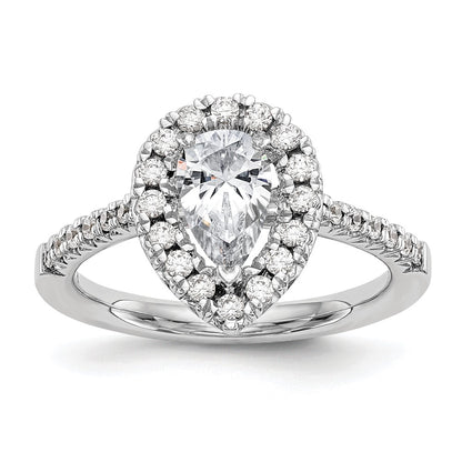 14kw Pear Halo Simulated Diamond Engagement Ring