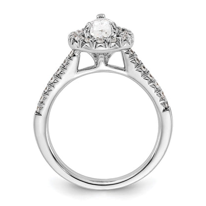 1.00ct. CZ Solid Real 14K White Gold Pear Halo Engagement Ring