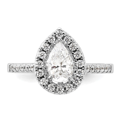 14kw Pear Halo Simulated Diamond Engagement Ring