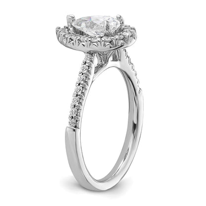 1.00ct. CZ Solid Real 14K White Gold Pear Halo Engagement Ring
