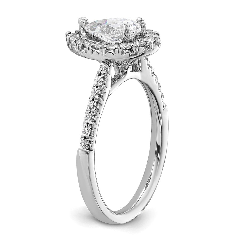 14kw Pear Halo Simulated Diamond Engagement Ring
