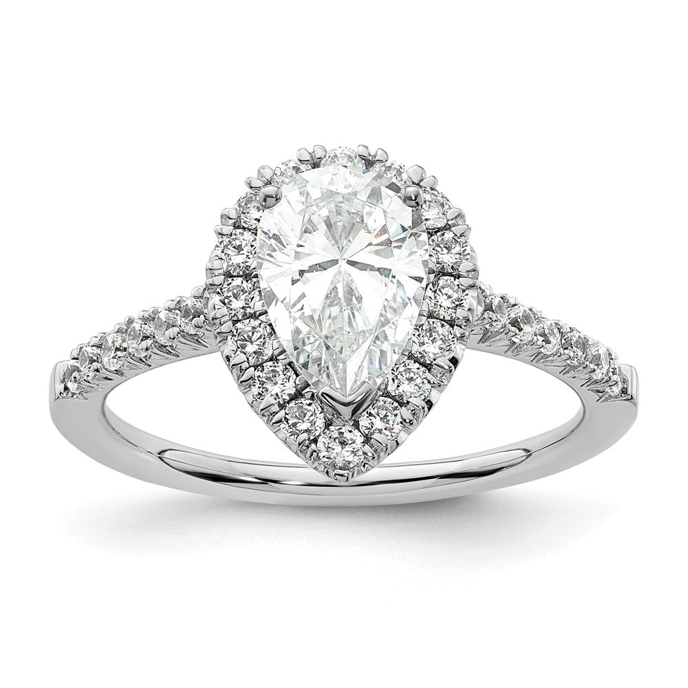 14kw Pear Halo Simulated Diamond Engagement Ring