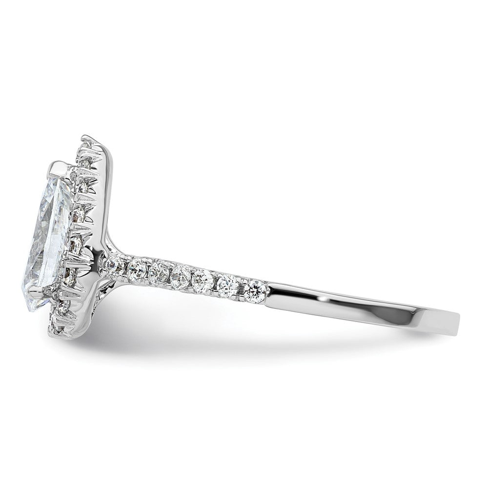 14kw Pear Halo Simulated Diamond Engagement Ring