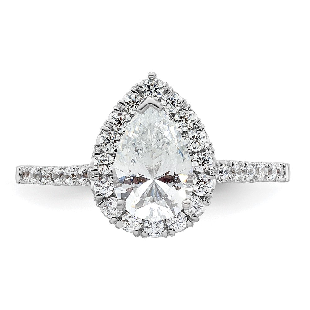 14kw Pear Halo Simulated Diamond Engagement Ring