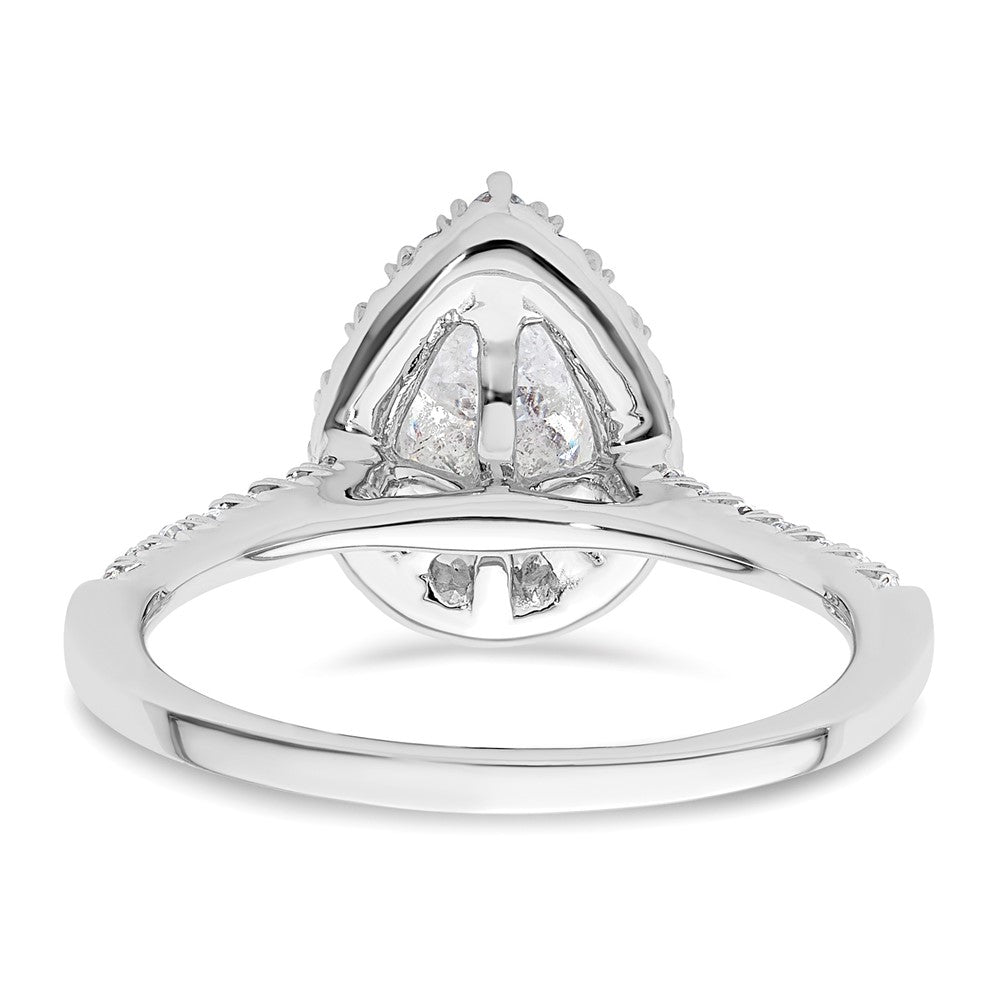 14kw Pear Halo Simulated Diamond Engagement Ring