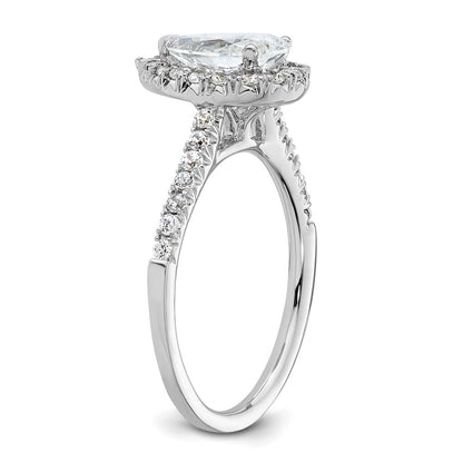 14kw Pear Halo Simulated Diamond Engagement Ring